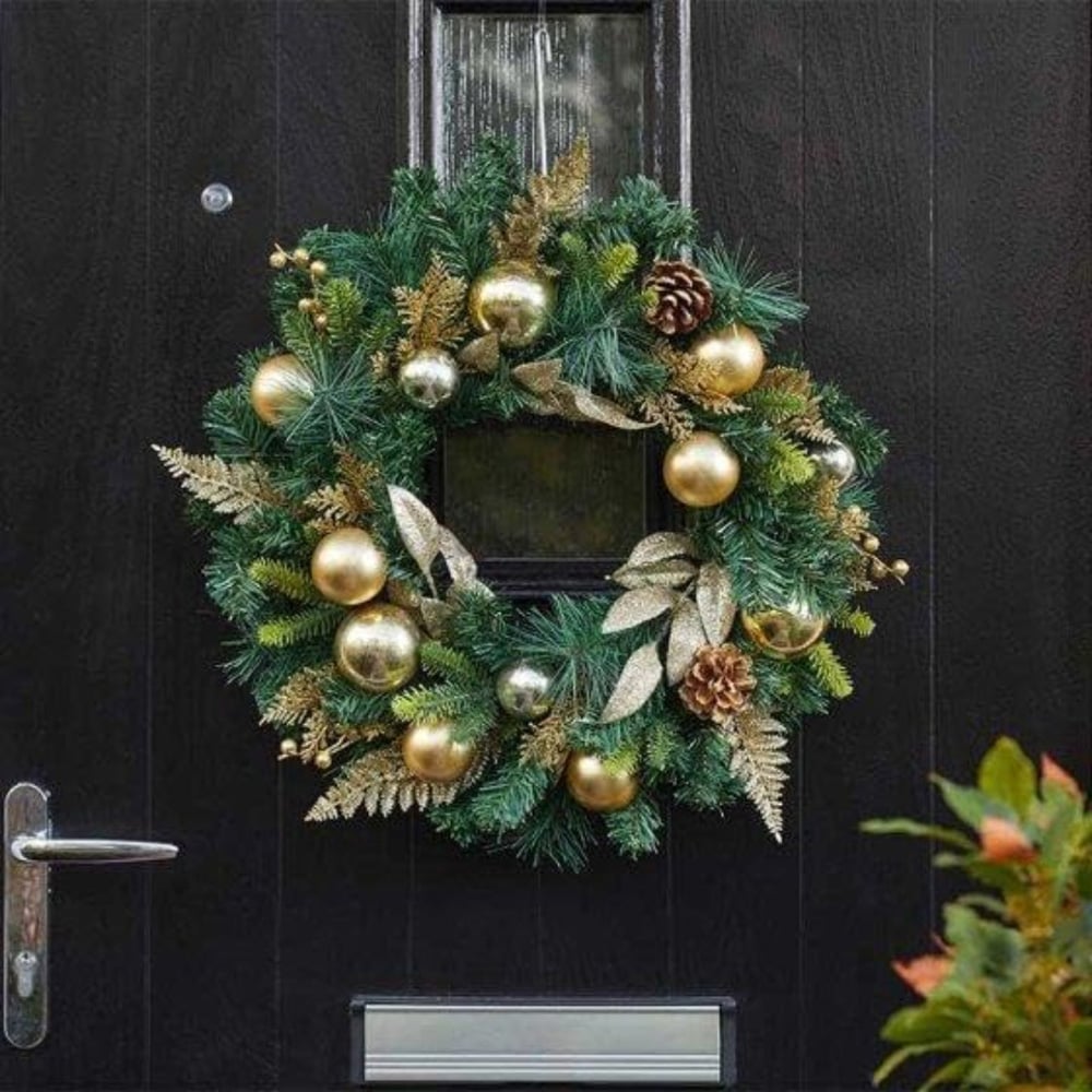 Marco Paul Christmas Wreath with Gold Bauble 40cm Image 2