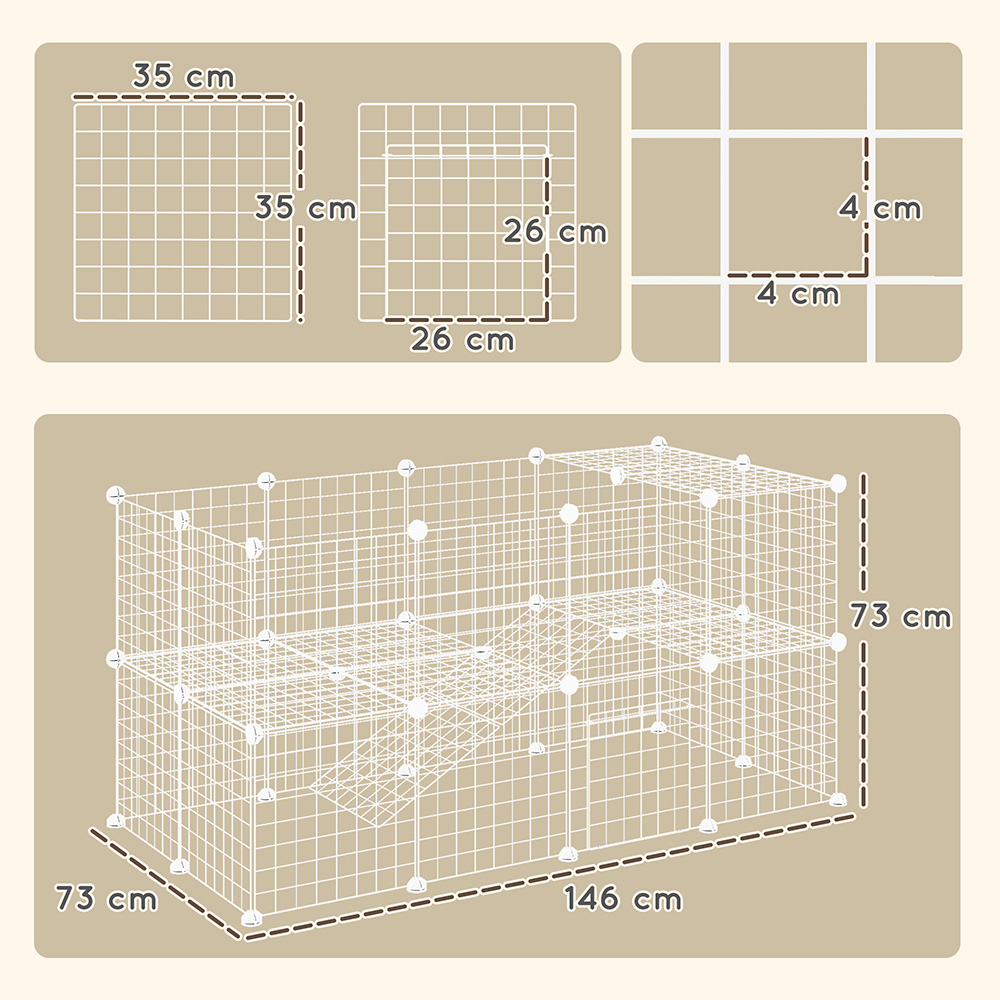 PawHut 36 Panel White Small Animal DIY Pet Playpen Image 9