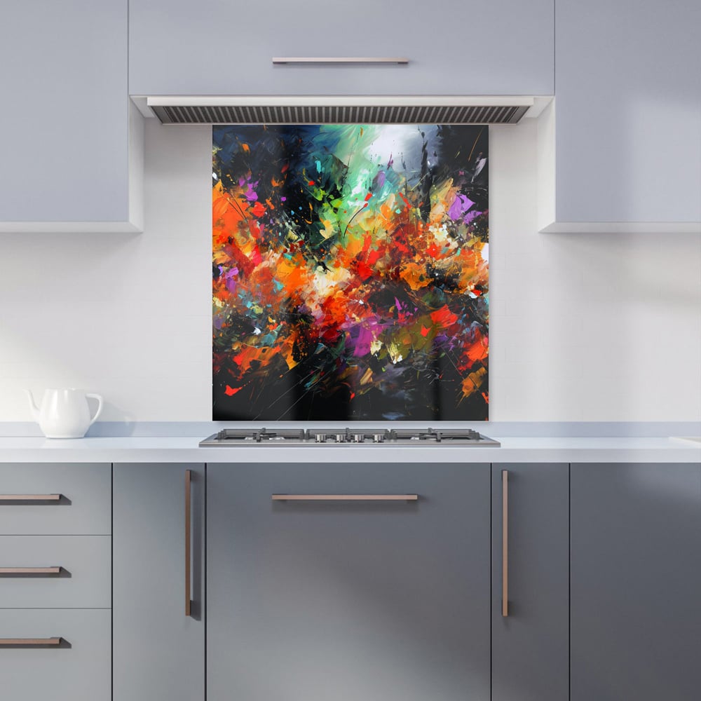 Warren Reed Designer Vibrant Abstract Painting Glass Kitchen Splashback 75 x 70cm Image 1