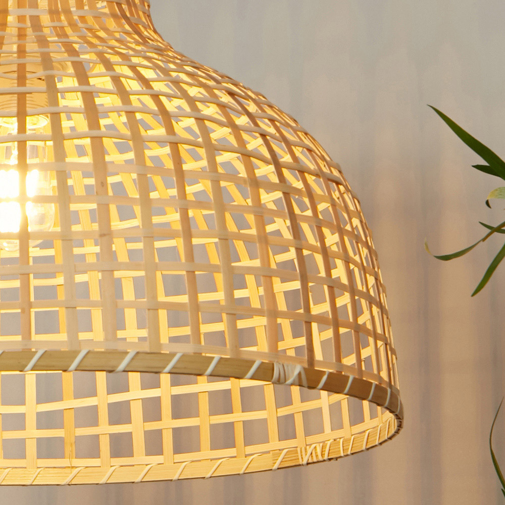 Lighting Collection Pelltis Large Bamboo Ceiling Lamp Shade Image 4