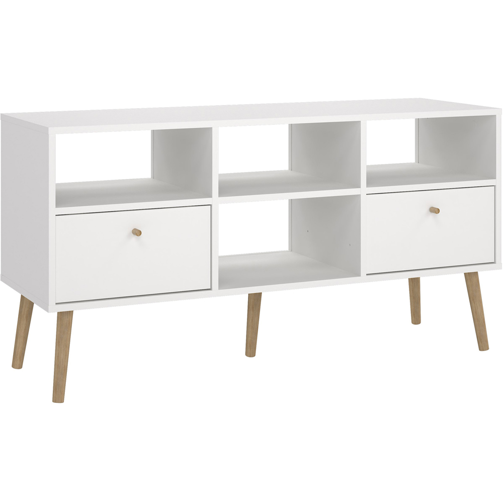 Florence Cumbria 2 Drawer 4 Shelf White TV Unit Image 2