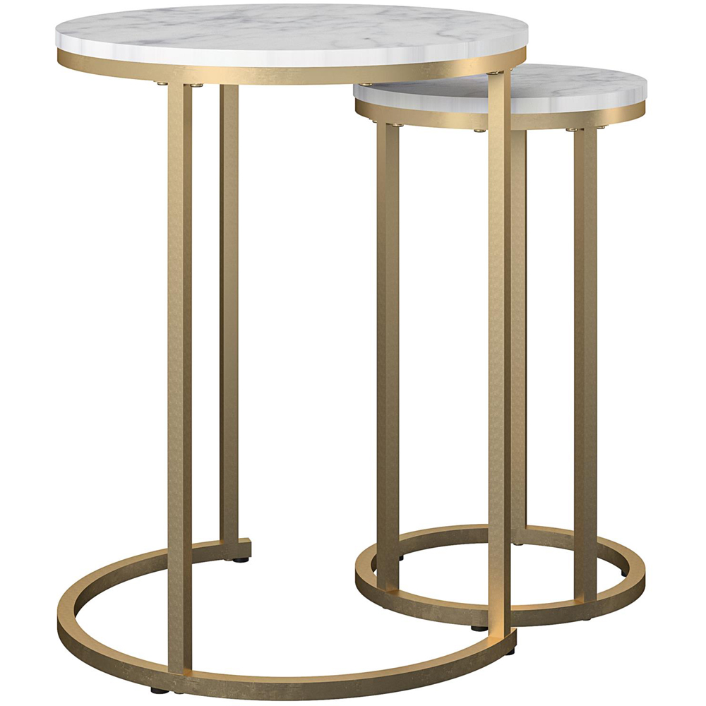 Dorel Home White Marble and Gold Nest of Tables Set of 2 Image 4