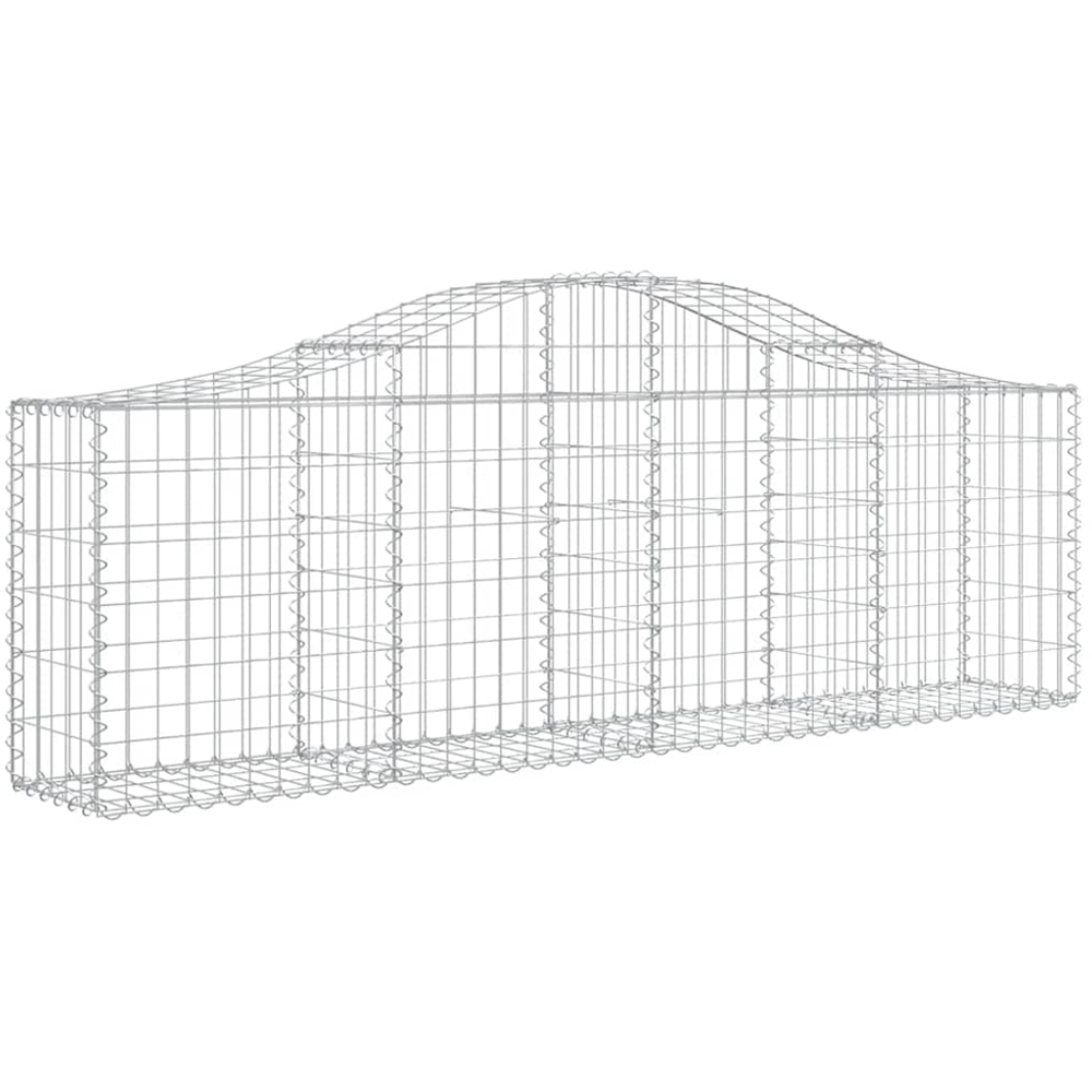vidaXL Silver Galvanised Iron Arched Gabion Basket 200 x 30 x 60/80cm 8 Pack Image 1
