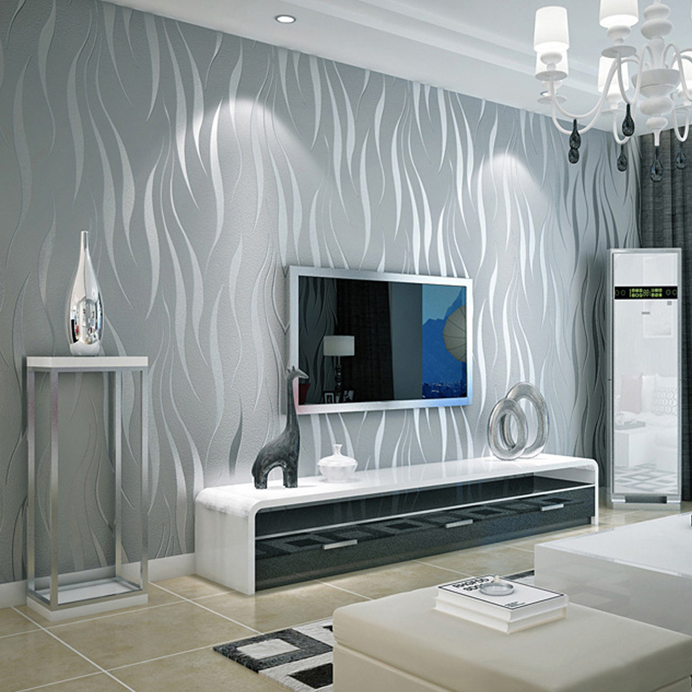 Living and Home Non Woven Silver Grey Wallpaper Image 3