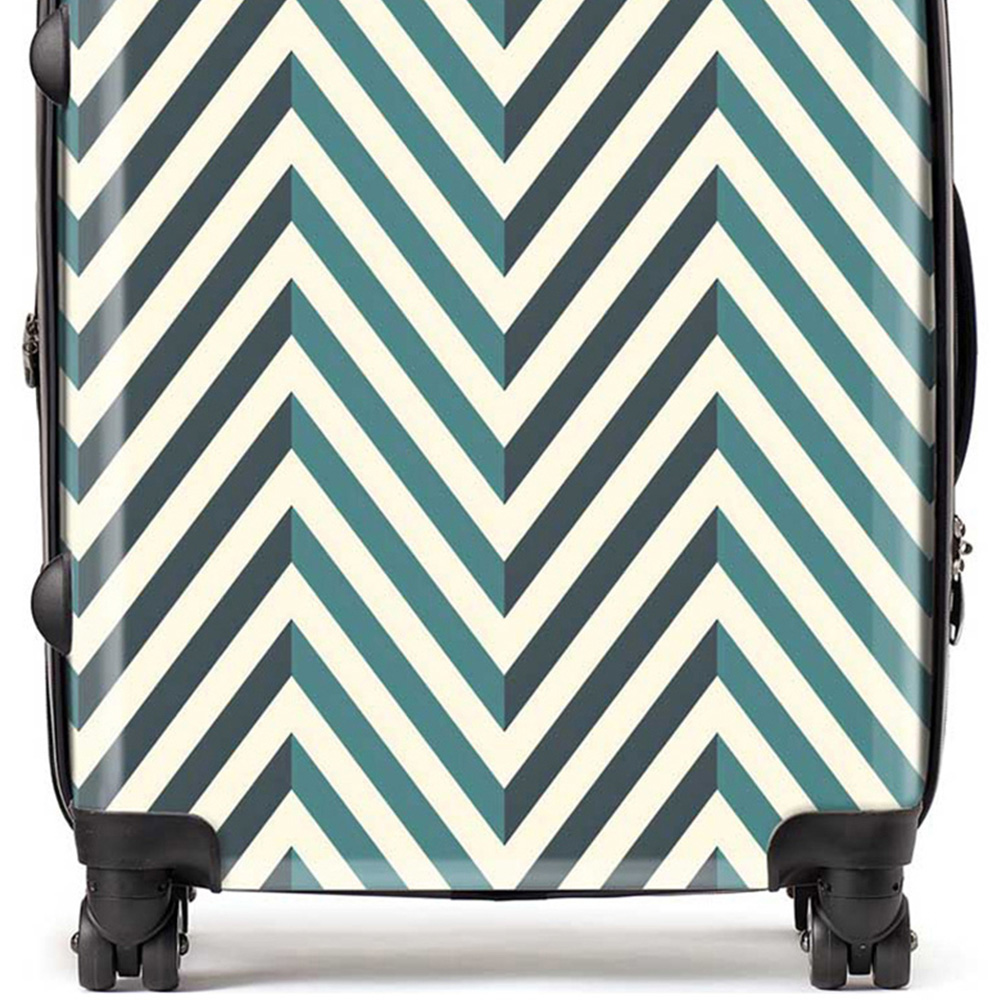 Warren Reed Designer Large Geometric Herringbone Chevron Blues Suitcase Image 2