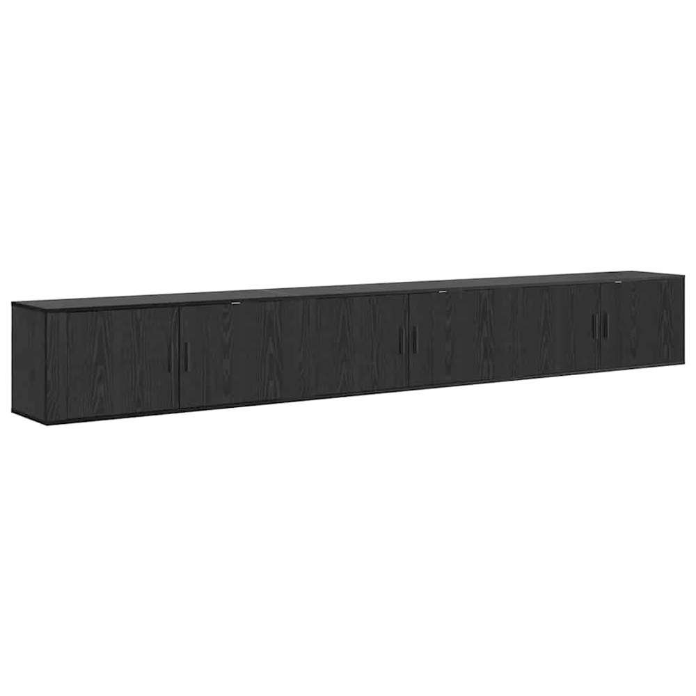 vidaXL 2 Door Black Oak Wooden Wall-Mounted TV Cabinet Set of 3 Image 7