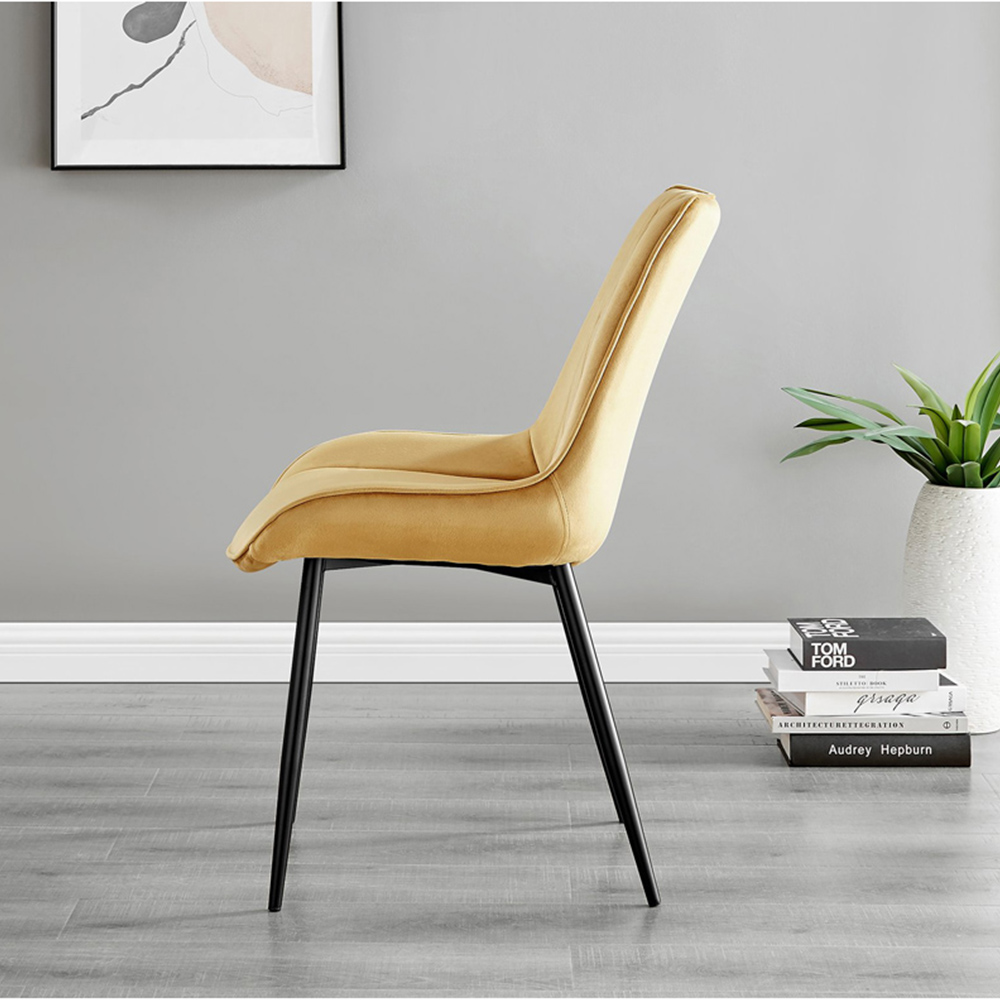 Furniturebox Arona Cesano 4 Seater Round Dining Set Grey Black and Mustard Image 4