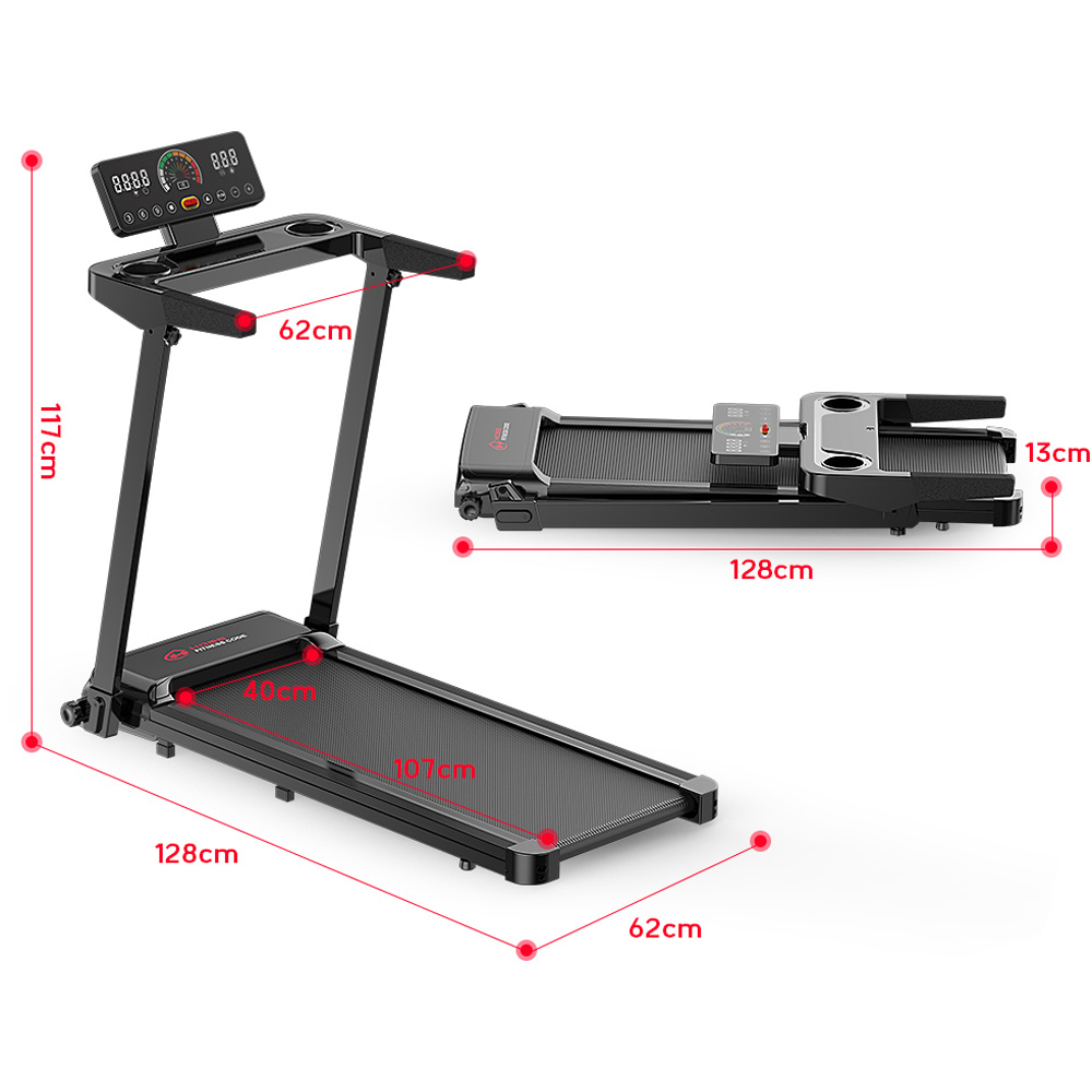 Rattrix Black Manual Incline Foldable Treadmill with 12 Preset Programs Image 8