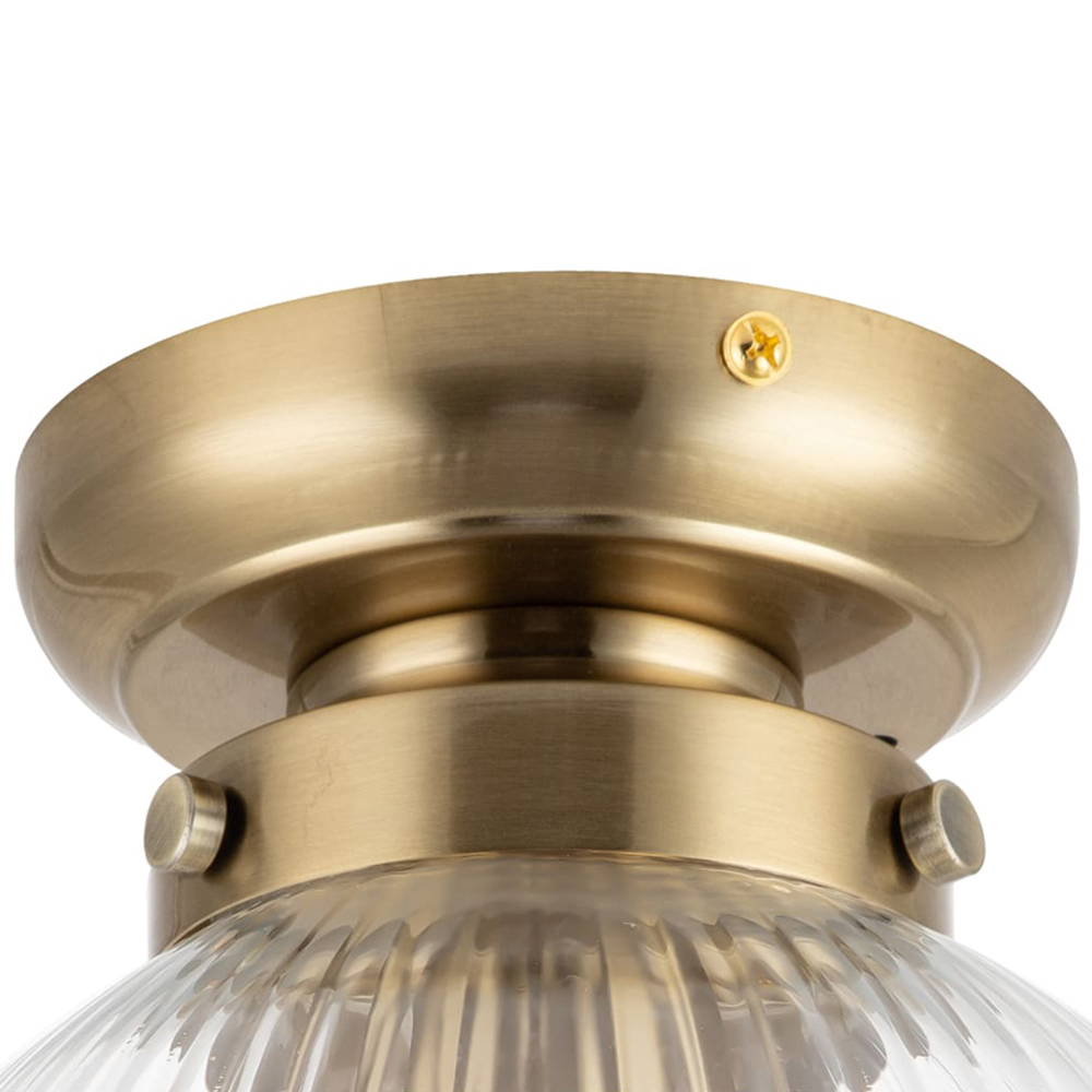 Cosylyte Finley Antique Brass Ribbed Glass Ceiling Light Image 5