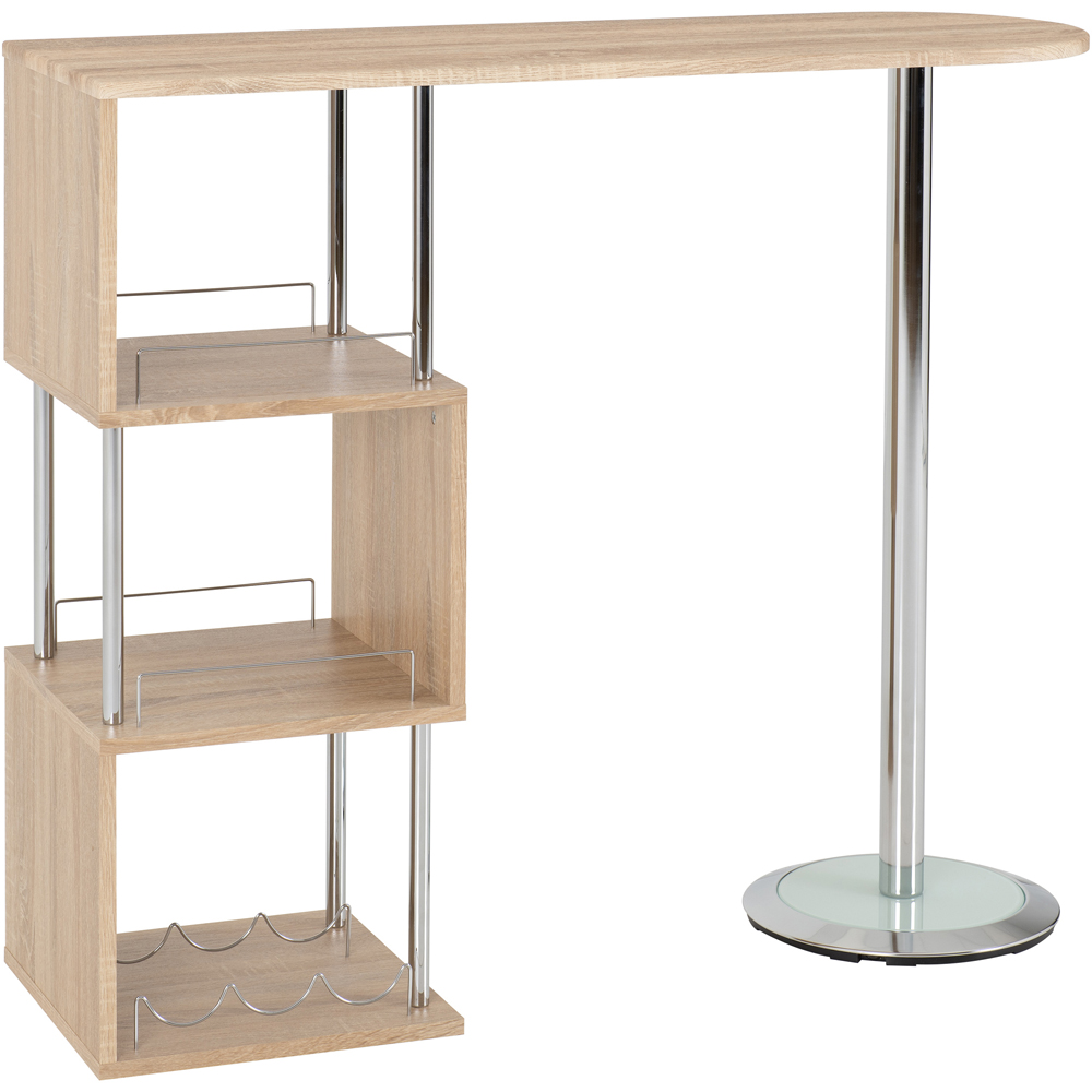 Seconique Charisma Chrome Light Sonoma Oak Home Bar Table Image 3