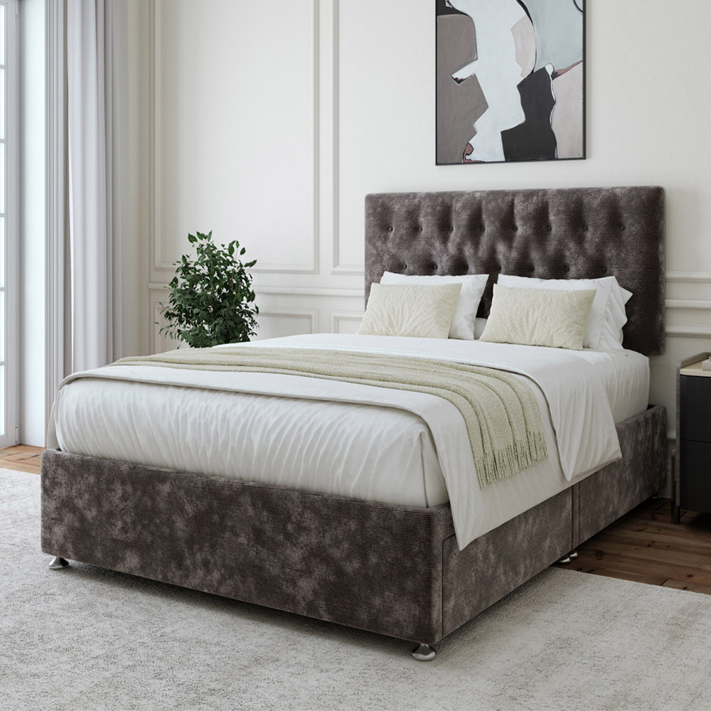 Bedmaster Double Charcoal Chenille 2 Drawer Divan Base Image 1