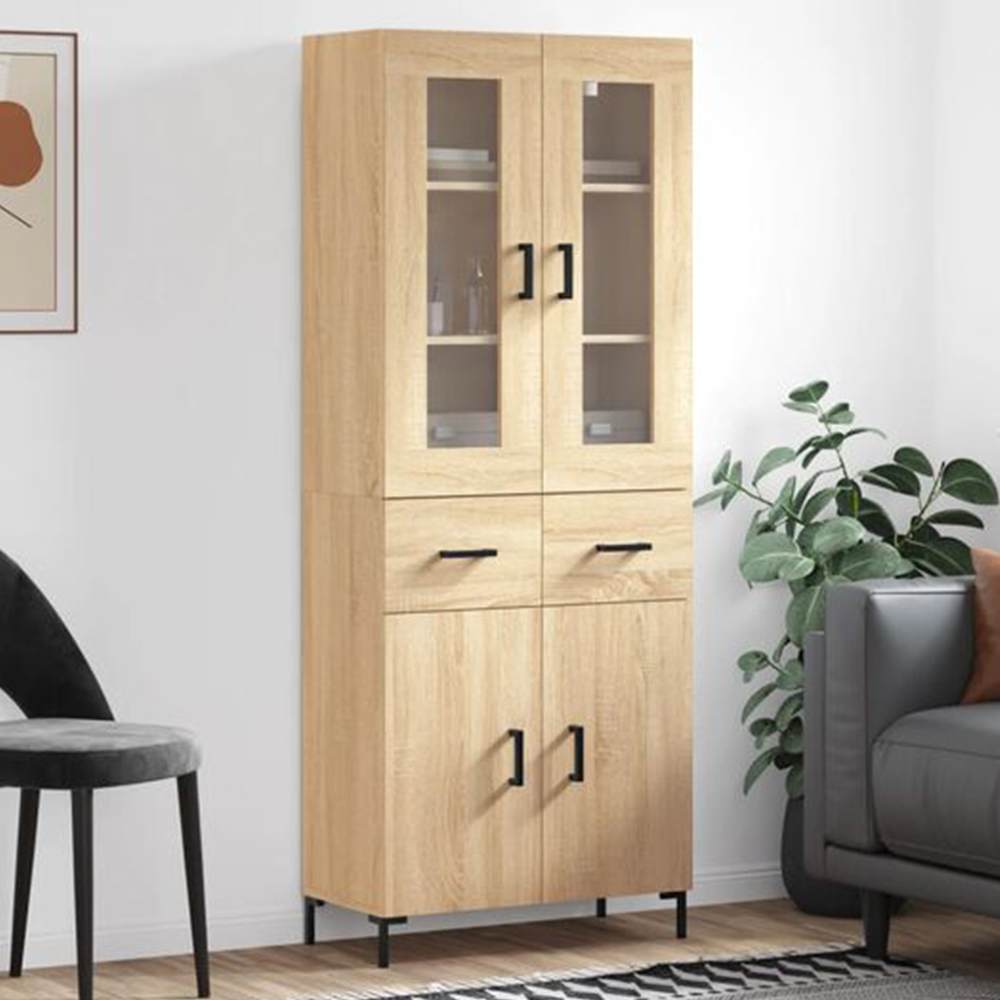 vidaXL 4 Door 2 Drawer Sonoma Oak Highboard Image 1