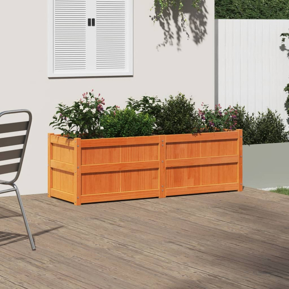 vidaXL Brown Pine Wood Raised Garden Bed 50 x 150 x 50cm Image 2