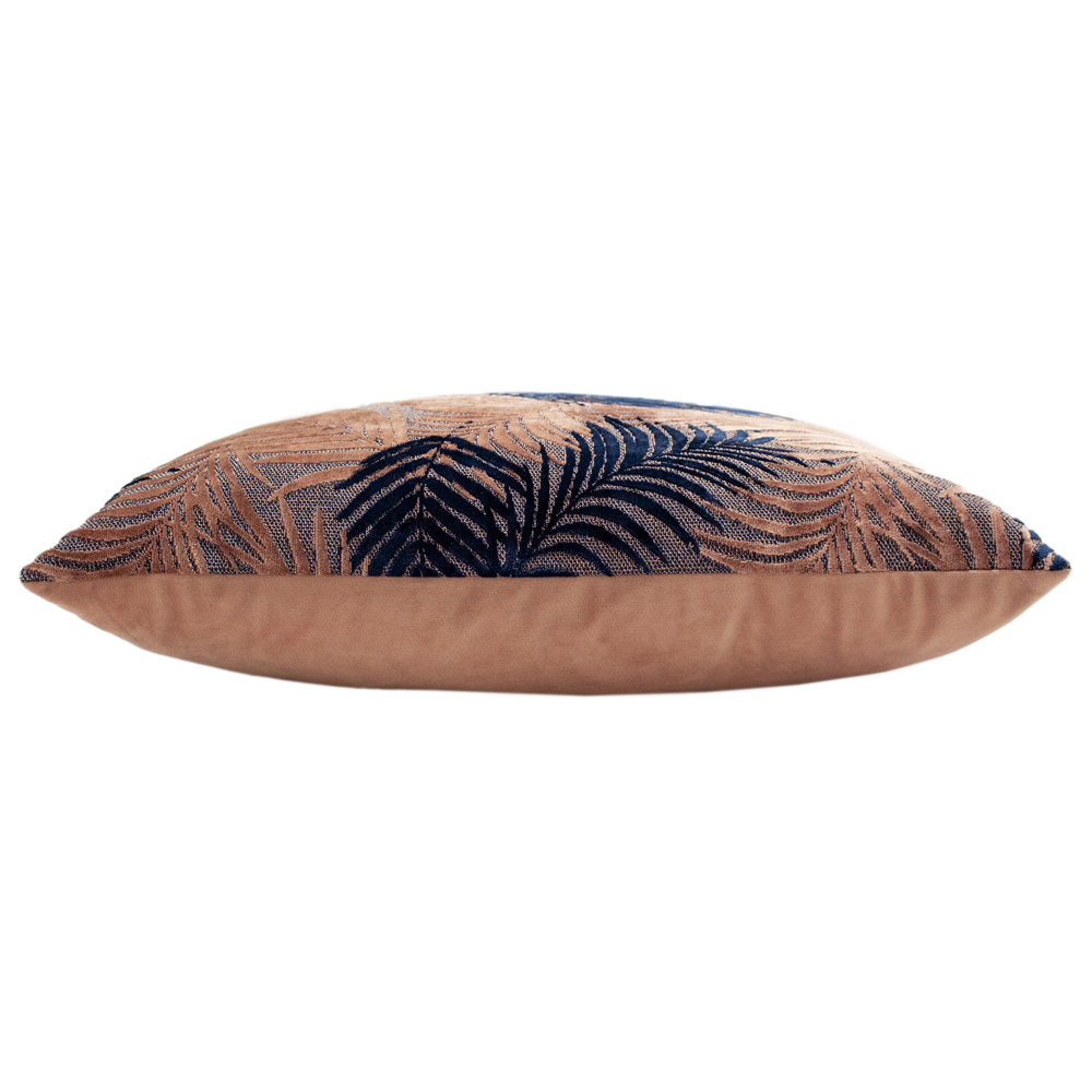 Paoletti Palm Grove Blush and Navy Velvet Jacquard Cushion Image 4