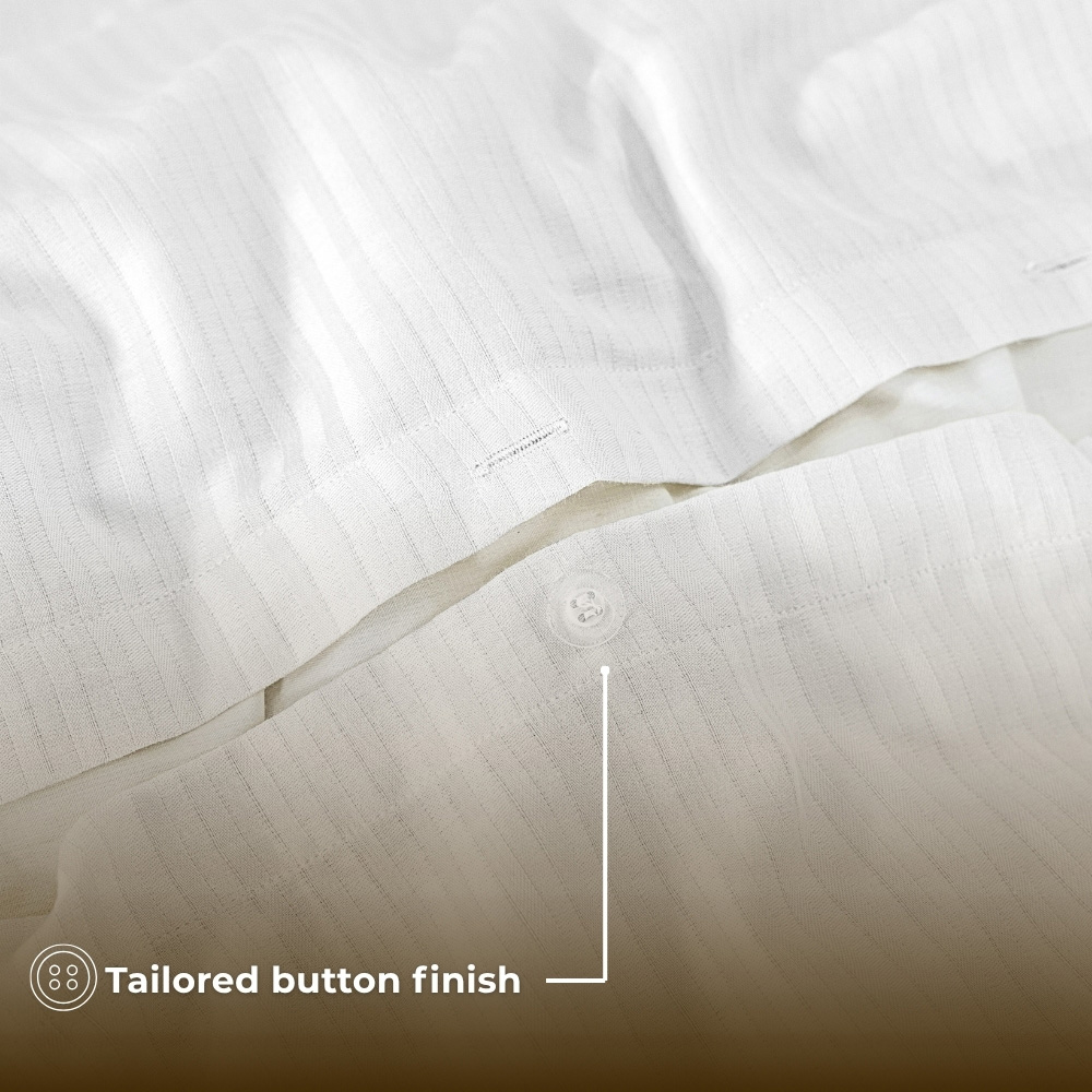MHG Living King Size White Striped Duvet Set Image 5