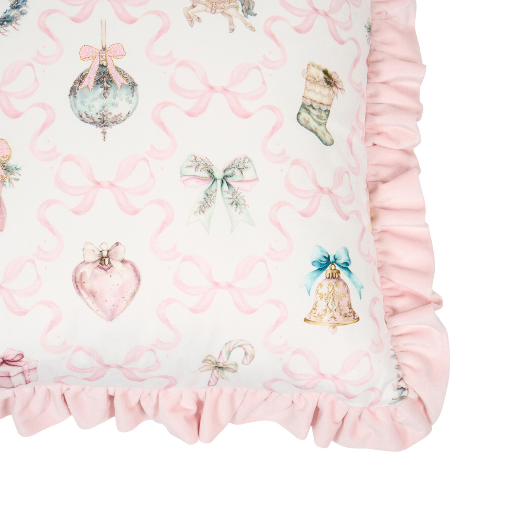 Christmas Charm Ruffle Cushion Pink Image 3