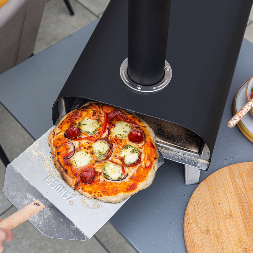 Zanussi Black Wood Pellet Pizza Oven with Paddle and Cover Image 7