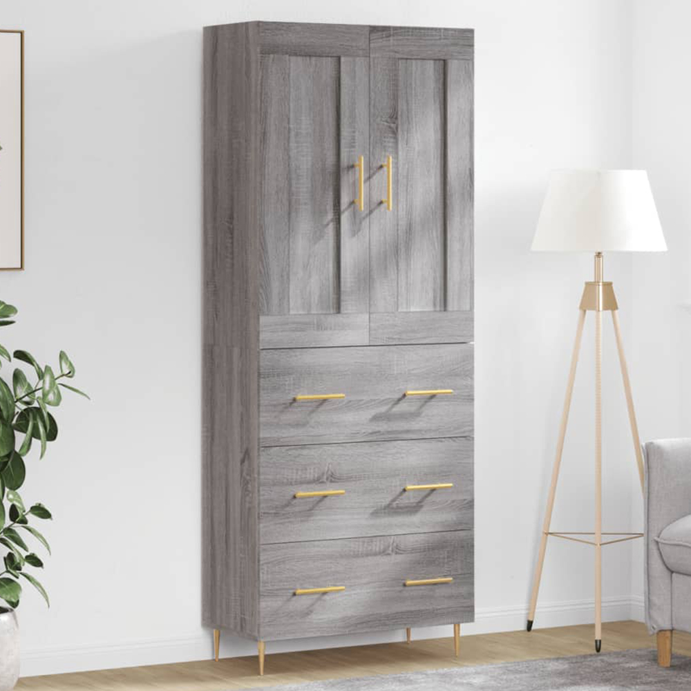 vidaXL 2 Door 3 Drawer Grey Sonoma Highboard Image 1
