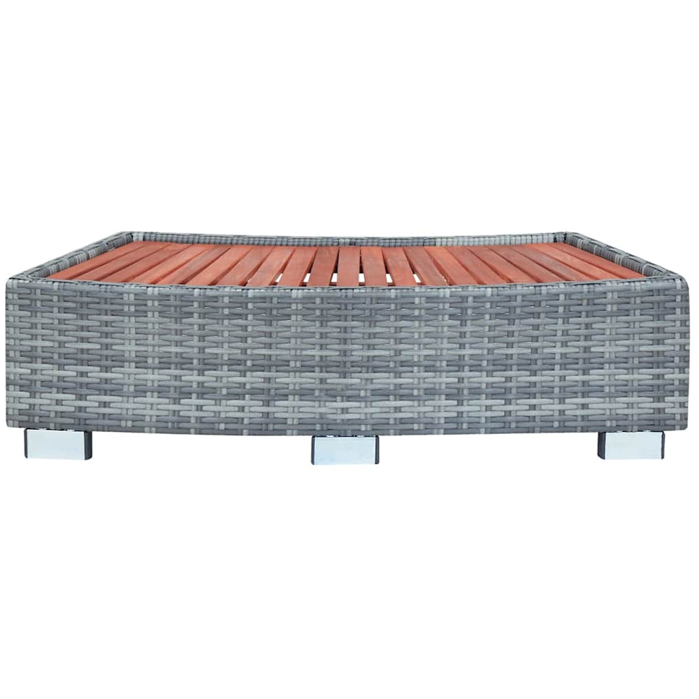 Walplus Grey PE Rattan and Eucalyptus Wood Spa Step Image 3