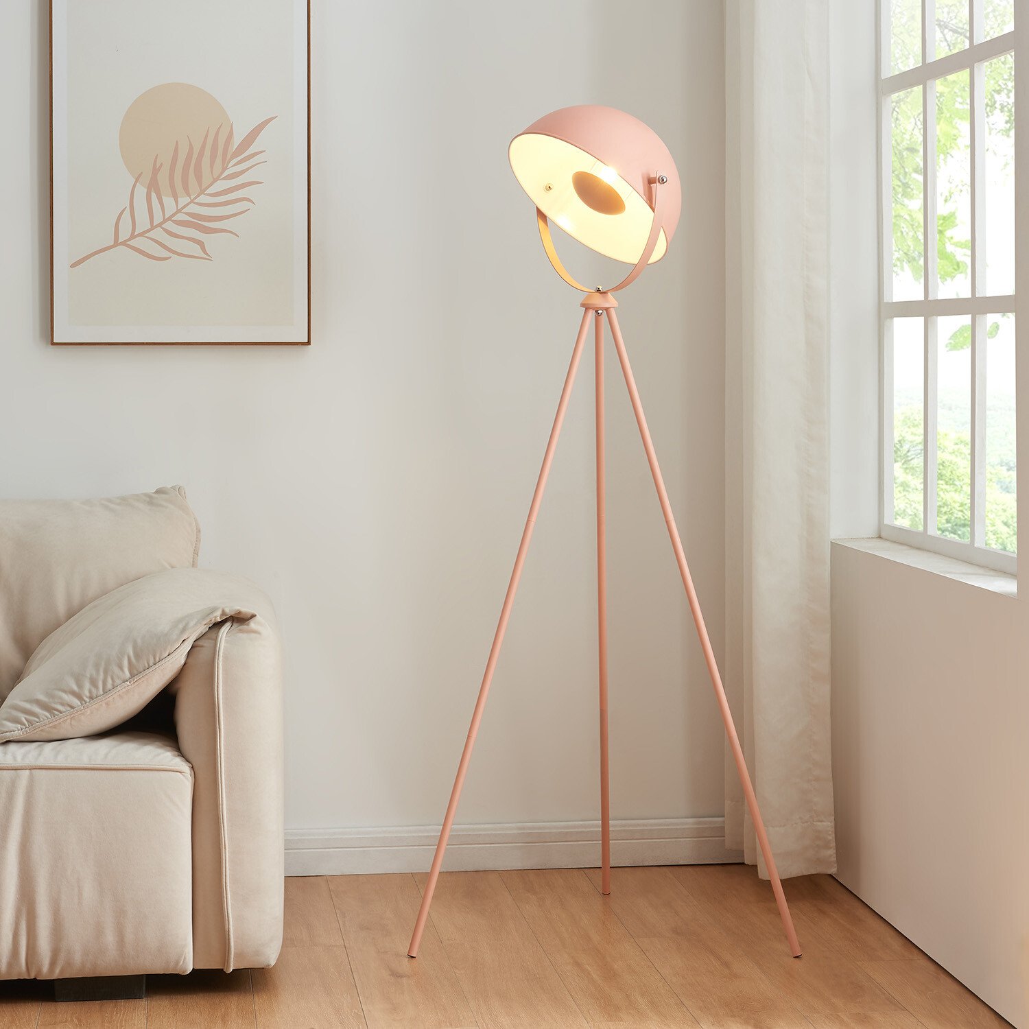 Nora Tripod Floor Lamp Apricot Wilko