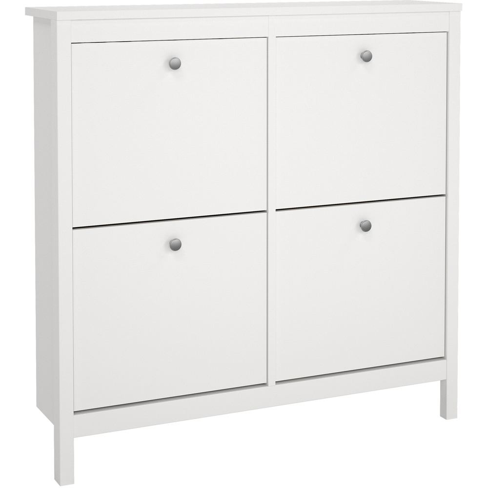 Florence Madrid 4 Flip Down Doors White Shoe Cabinet Image 2