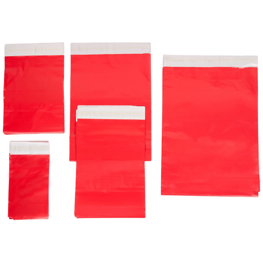 Pack of 50 Assorted Sizes Mailing Bags Red Image 2