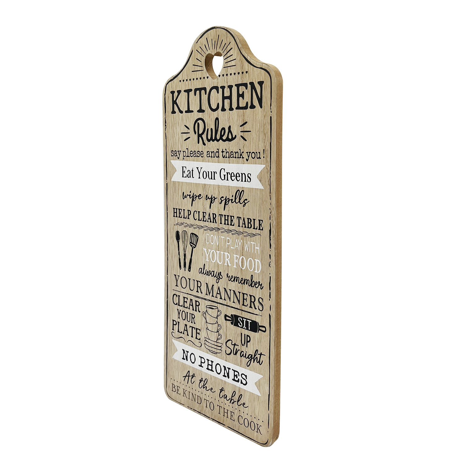 Wood Effect Kitchen Rules Plaque - Brown Image 2