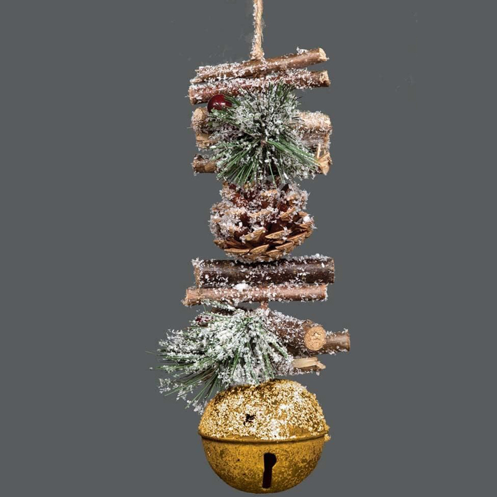 Shatchi Golden Jingle Bells Hanging Christmas Decoration 33cm Image 2
