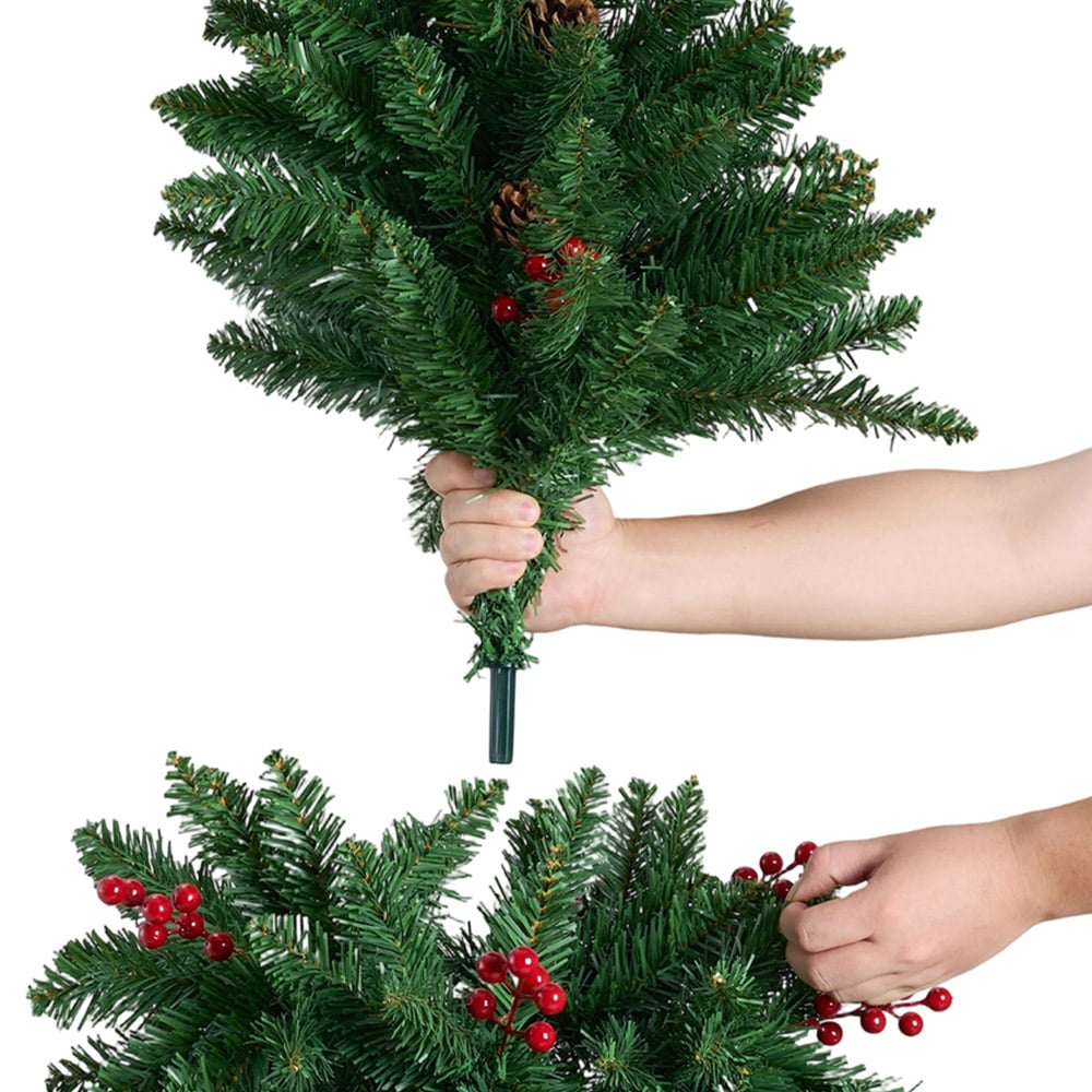 Living and Home Artificial Christmas Tree with Pine Cones and Red Berries 6ft Image 5