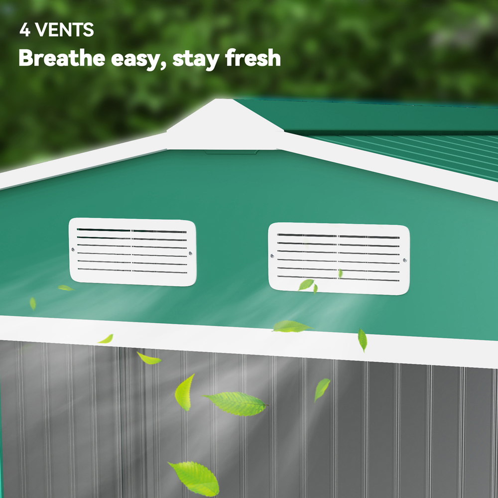 Outsunny 9 x 6ft Green Metal Apex Garden Shed Image 7