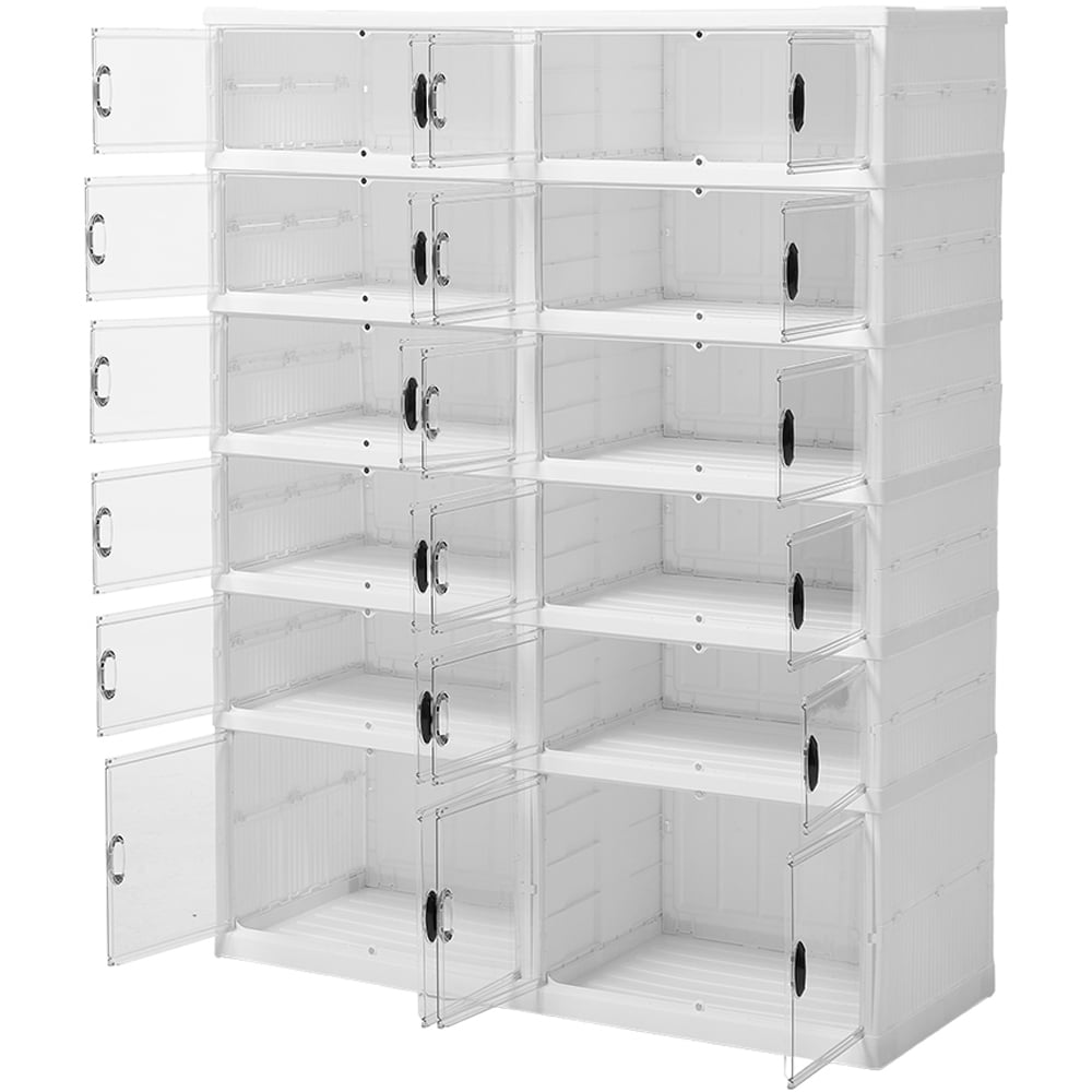 H&O Direct 6 Tier Transparent Wide Foldable Storage Box with Magnetic Door Image 2