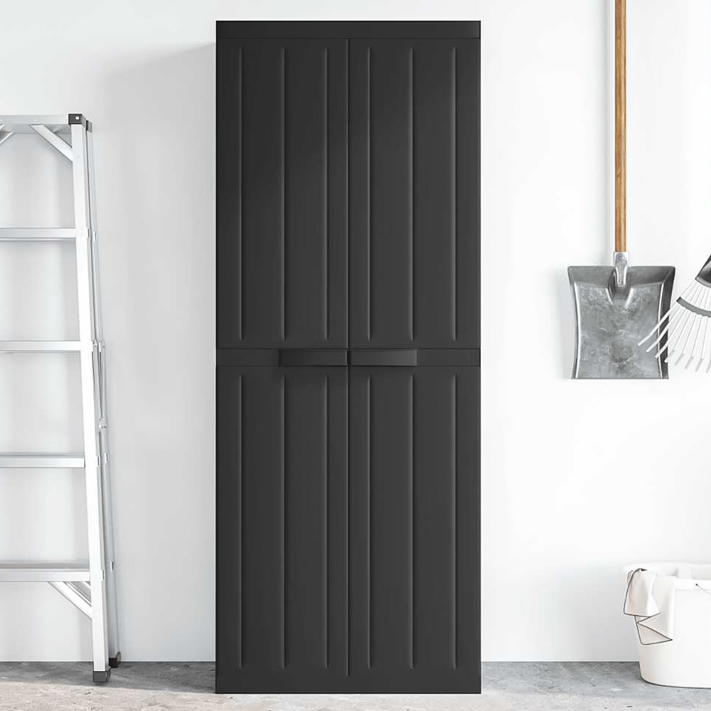 vidaXL 2 Door Black Outdoor Storage Cabinet Image 1