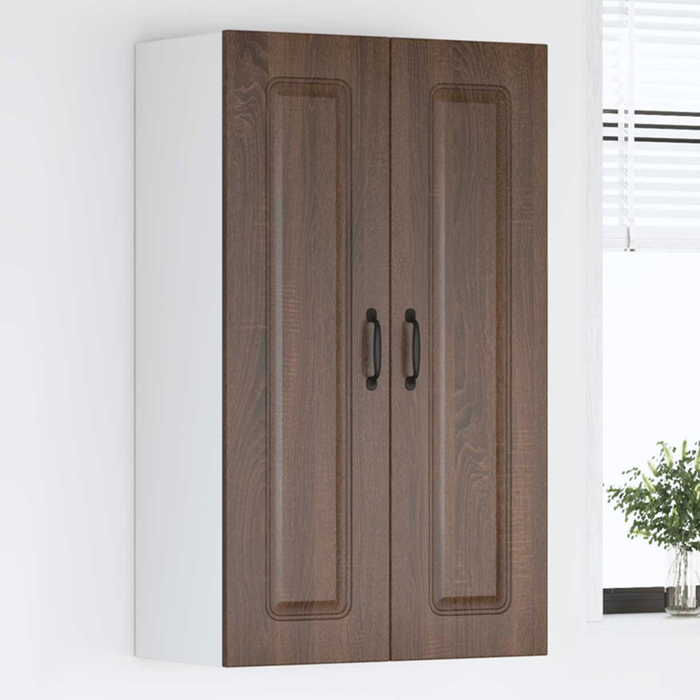 vidaXL 2 Door Brown Oak Kitchen Wall Cabinet Image 1
