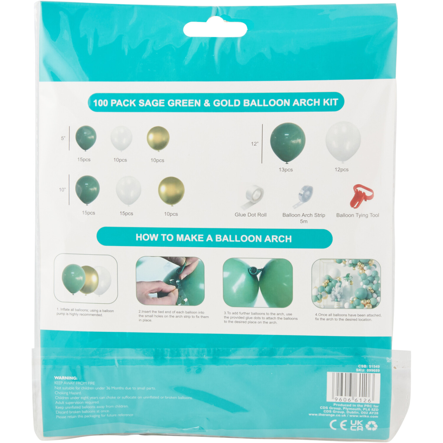 Pack of 100 Sage Green and Gold Balloon Arch Kit - Sage Green and Gold Image 2