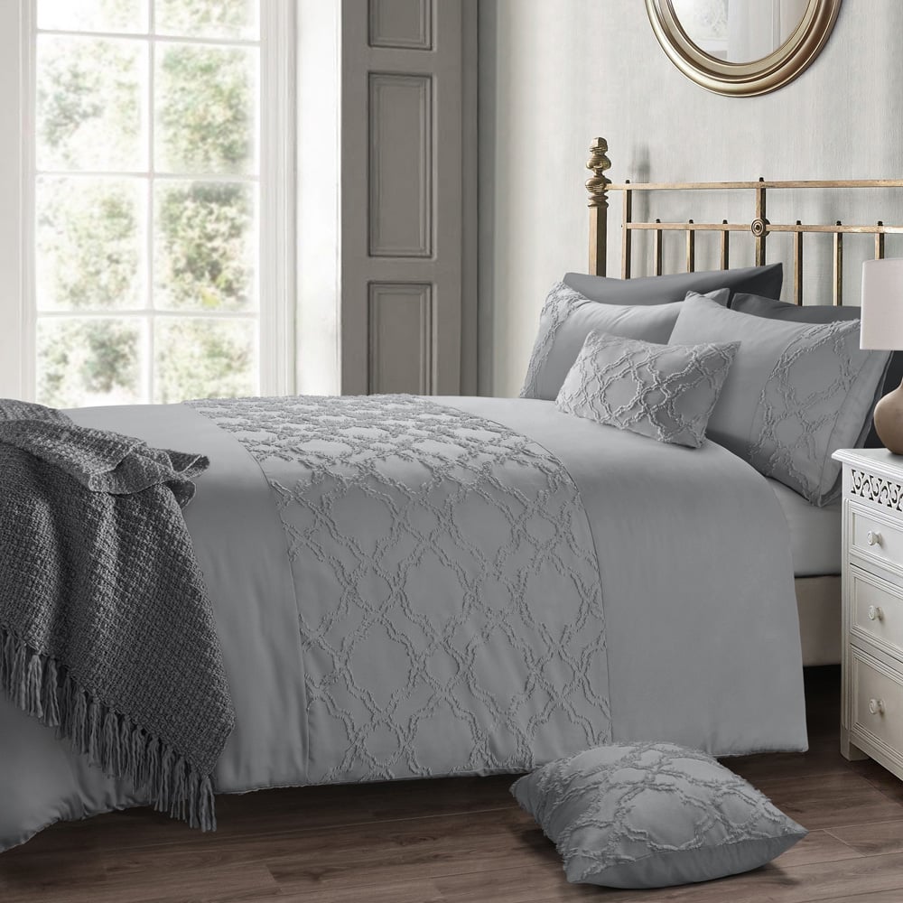 Intimates Kiera King Size Grey Tufted Duvet Set Image 1