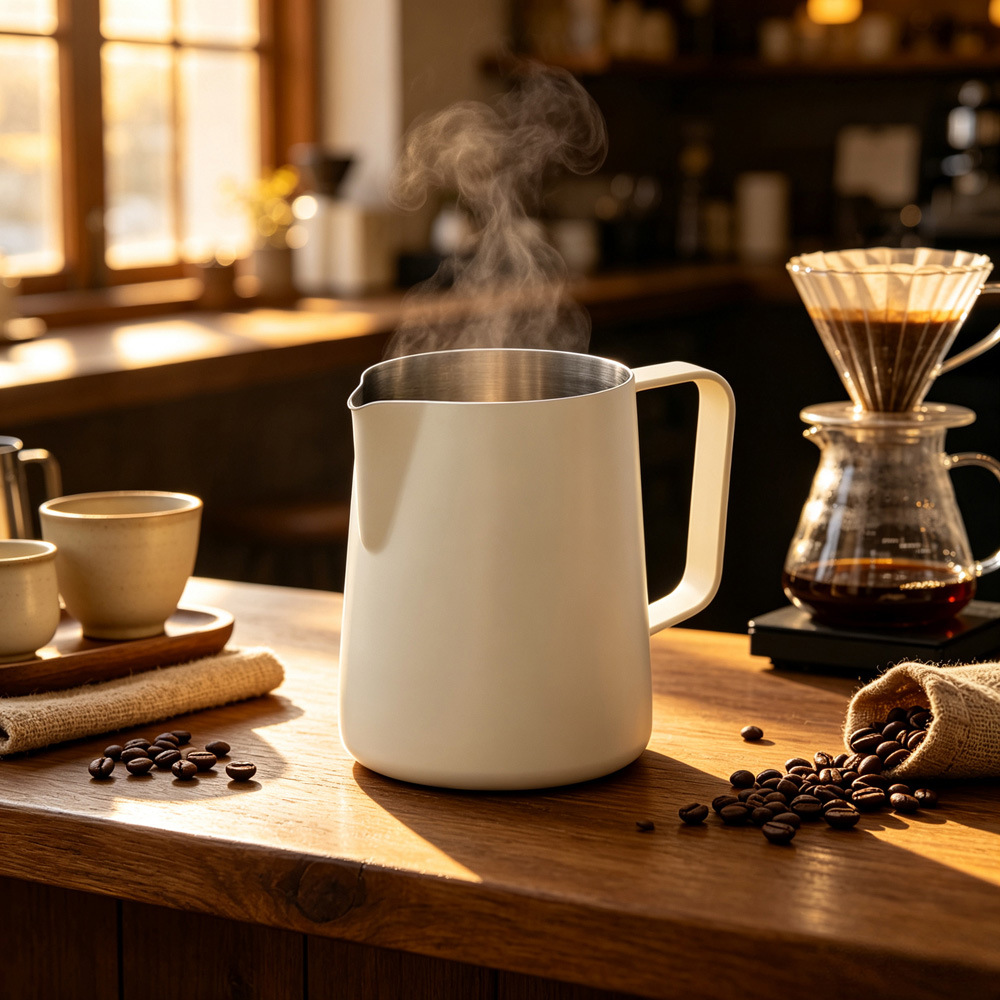 Living and Home White Stainless Steel Milk Frothing Jug 350ml Image 2
