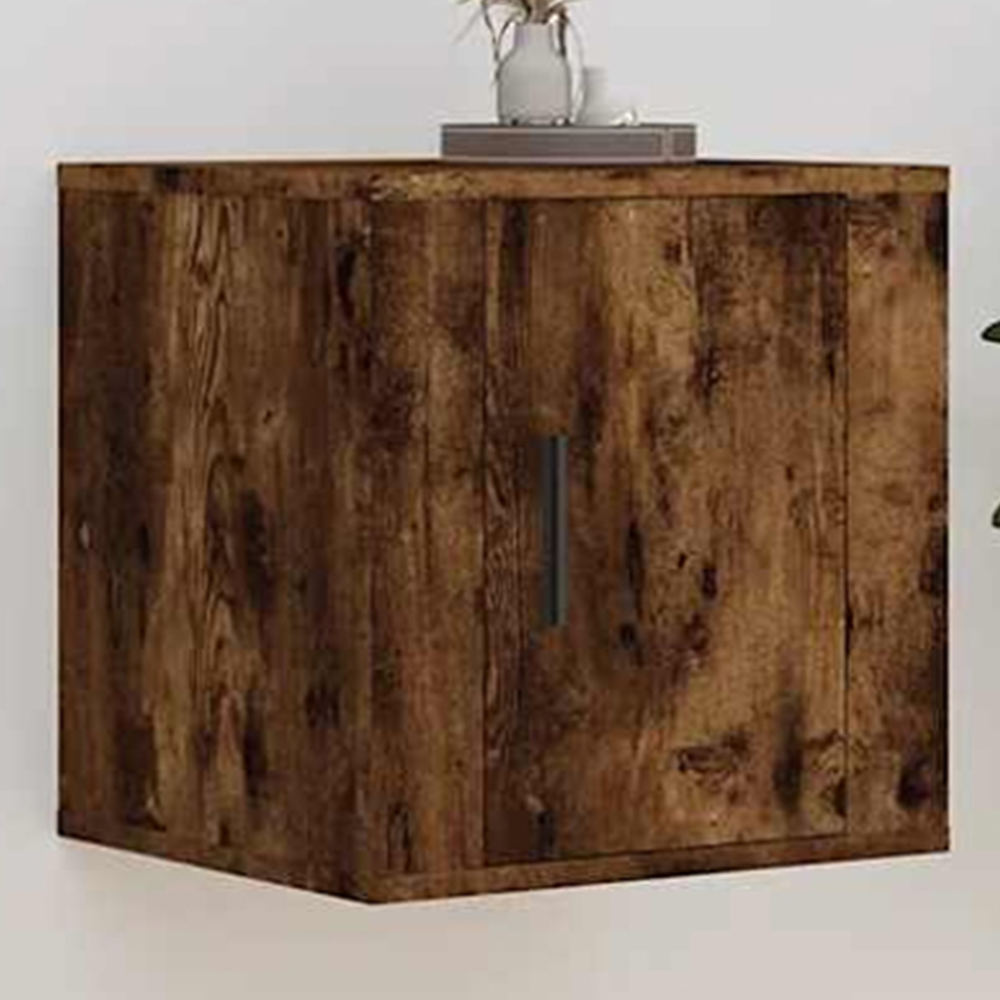vidaXL Single Door Smoked Oak Wall Mounted TV Cabinet Image 1