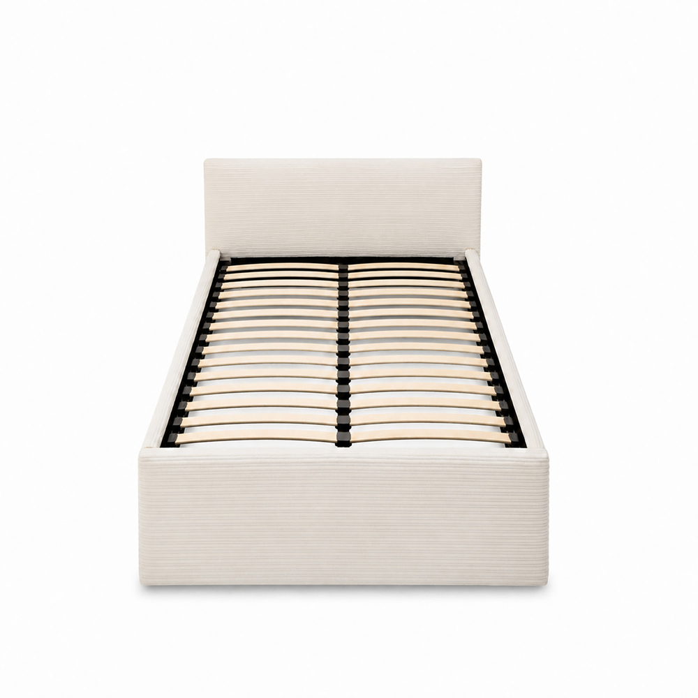 GFW Single Cream Corduroy End Lift Ottoman Bed Image 2