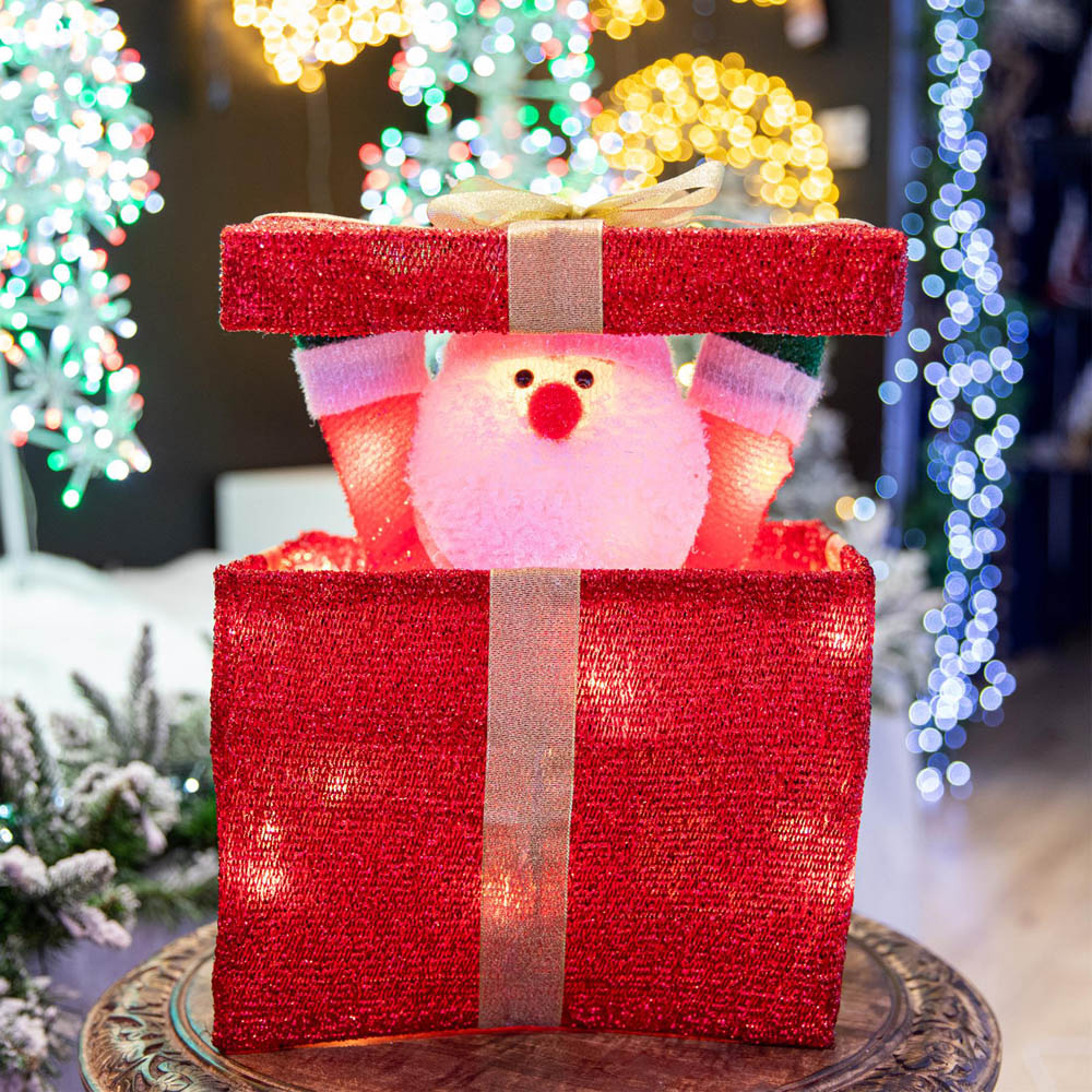 Shatchi LED Santa Pop Up Gift Box Christmas Decoration 32cm Image 1