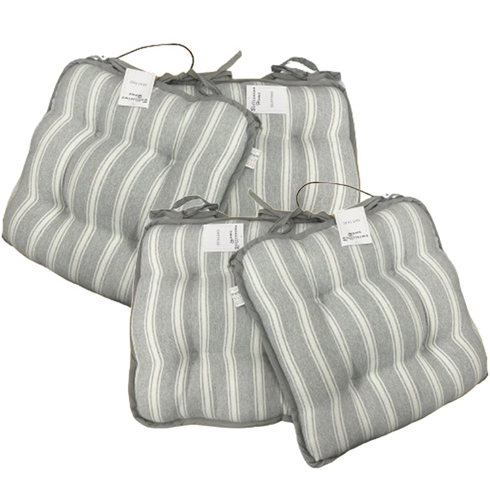 Bellissimo Grey Stripe Seat Pad 4 Pack Image 1