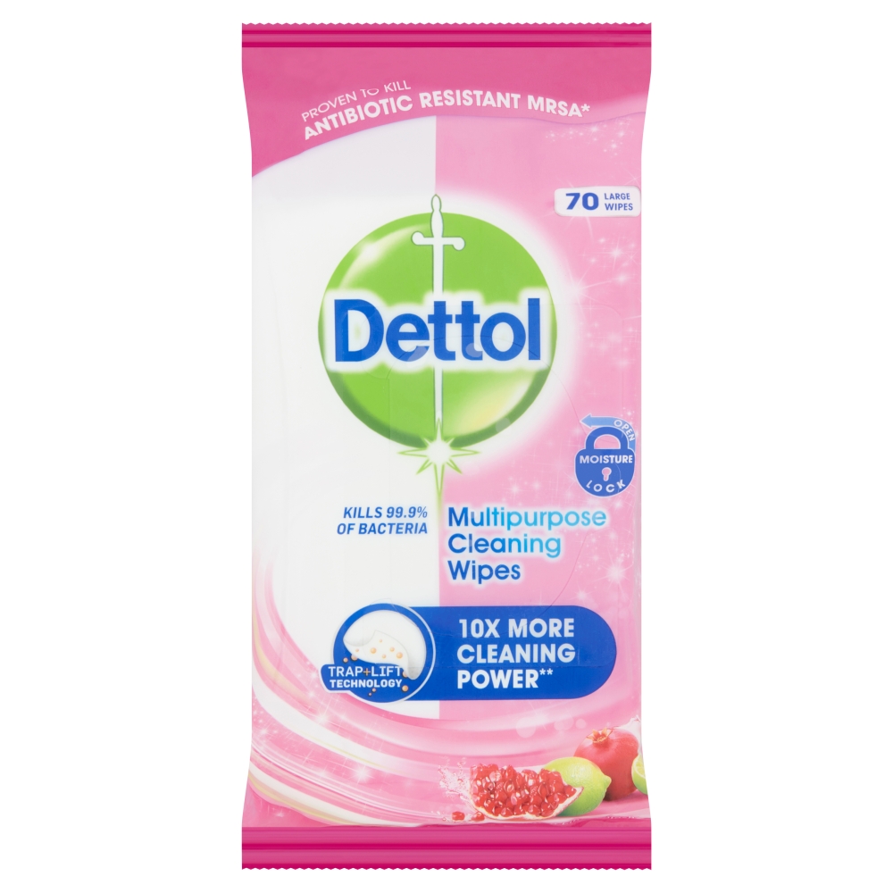 Dettol Pomegranate Antibacterial Multipurpose Wipes 70 Pack Image