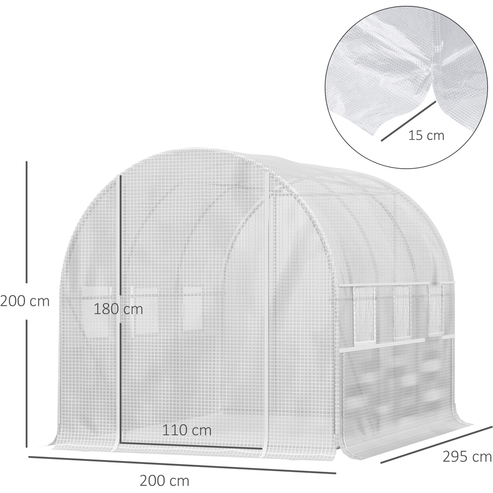 Outsunny White 9.5 x 6.5ft Polytunnel Greenhouse Image 8