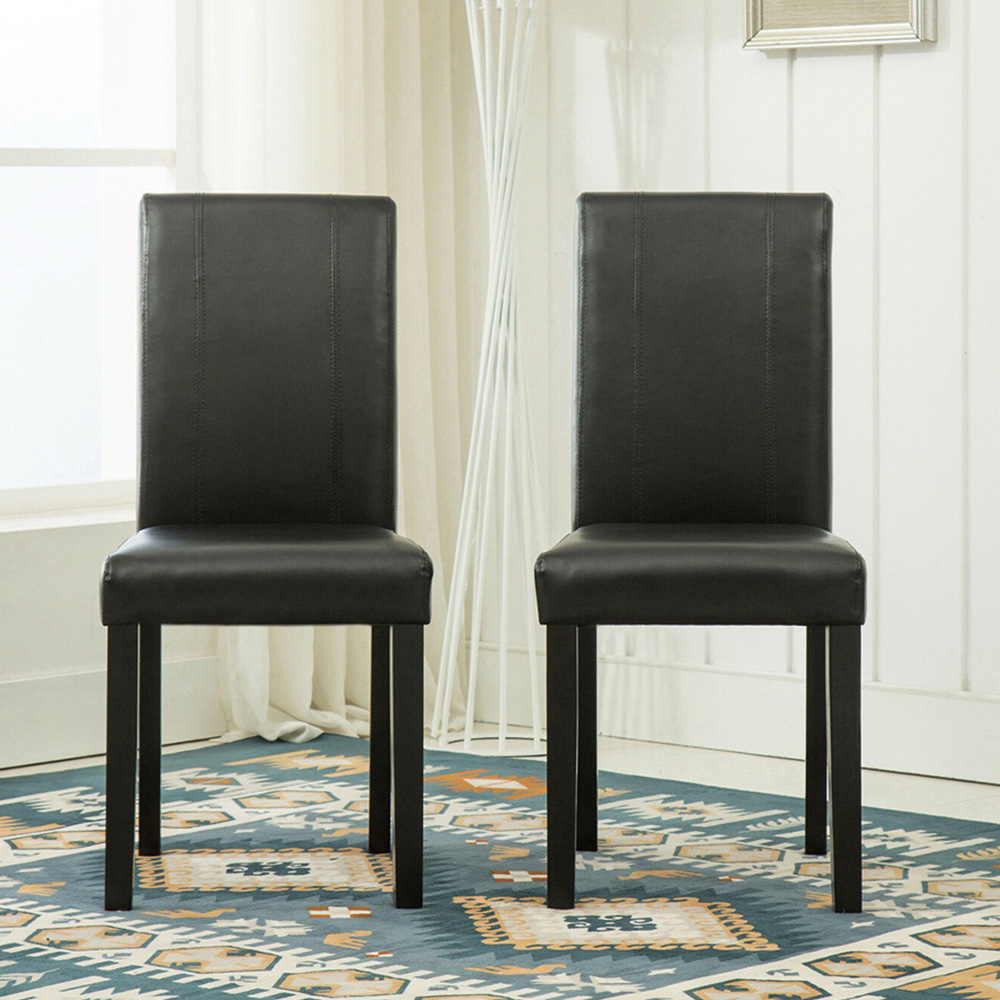 Set of 2 Black Faux Leather Dining Chair Image 2