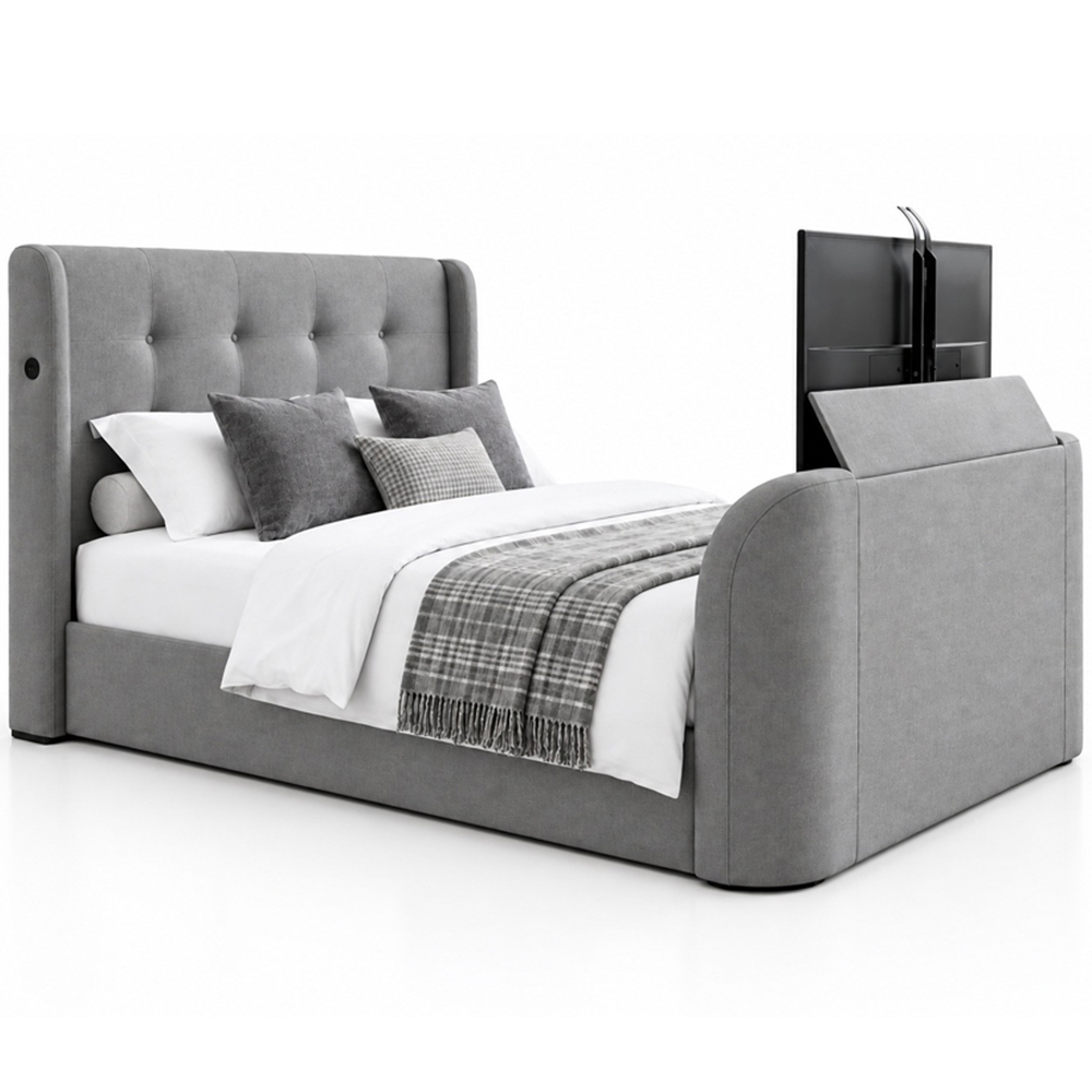 Webb Daniels MediaMax Small Double Smoke Grey Fabric Ottoman Media TV Bed with 4.1 Soundbar Image 3