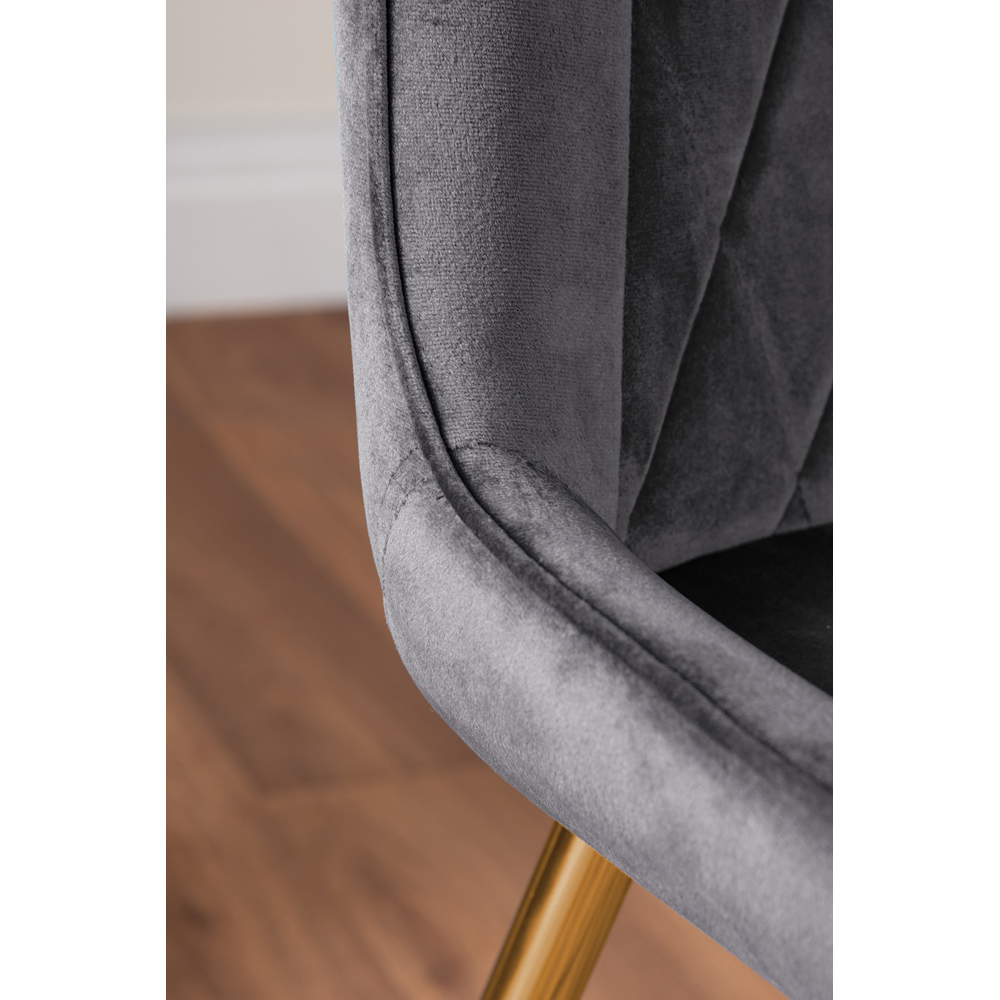 Furniturebox Cesano Set of 2 Grey and Gold Velvet Dining Chair Image 6