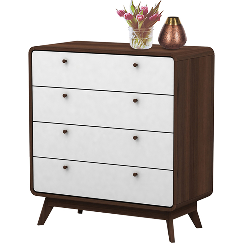 Loft24 Cassie 4 Drawer Walnut and White Chest of Drawers Image 4