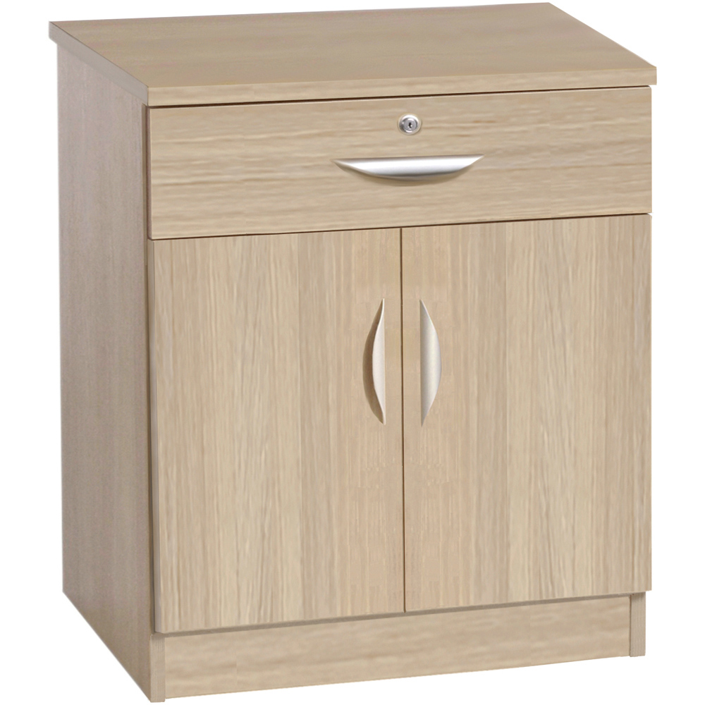 R White Cabinets 2 Door Single Drawer Brown Cupboard Image 2