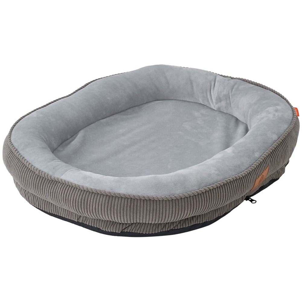 H&O Direct 50cm Grey Corduroy Dog Cuddle Bed Image 3