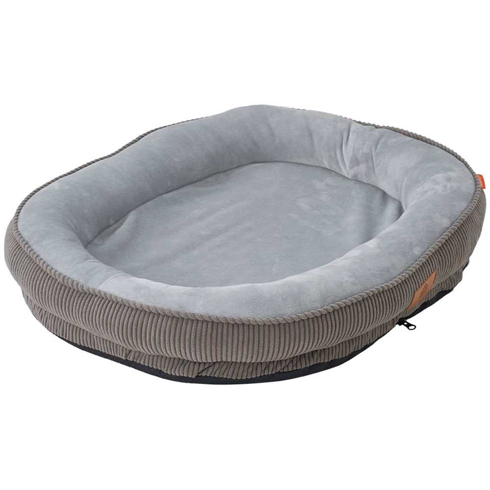 H&O Direct 60cm Grey Corduroy Dog Cuddle Bed Image 3