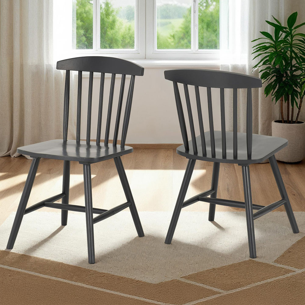 Seconique Emery Set of 2 Dark Grey Dining Chair Image 1